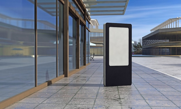 Totem e kiosk digital signage renderizado em 3d