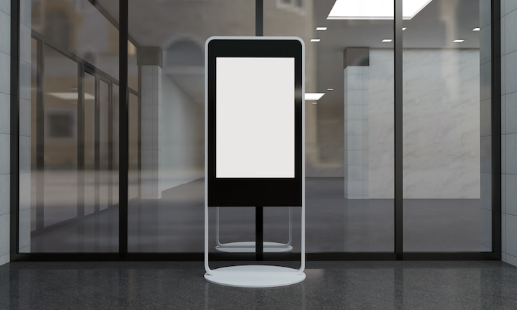 Totem e Kiosk Digital Signage renderizado em 3D