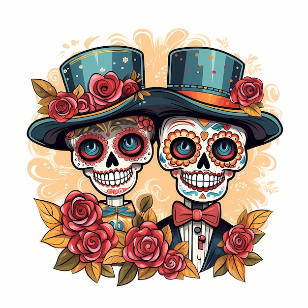 Totenköpfe und Blumen dia de los muertos 64