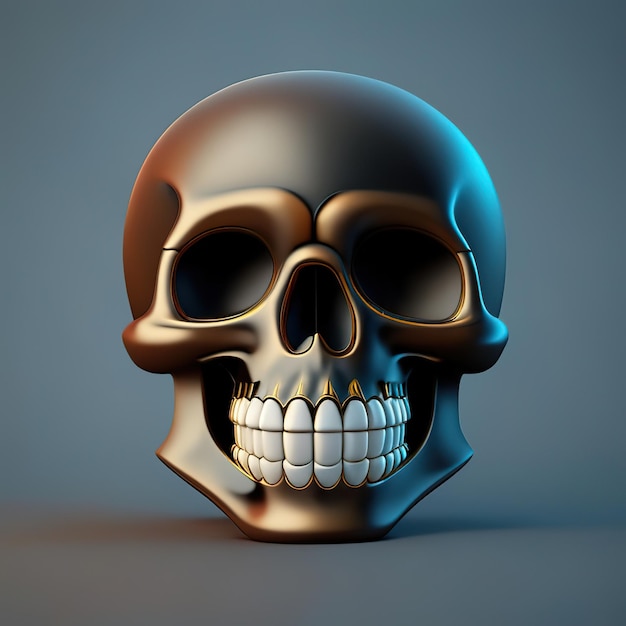 Totenkopf-Emoji mit goldenen Details. Generative KI