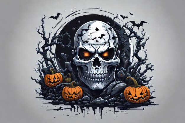 Foto totenkopf-halloween-t-shirt-design