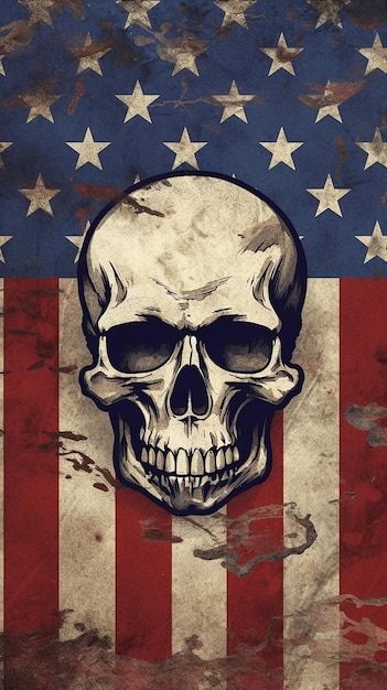 Totenkopf mit amerikanischer Flagge