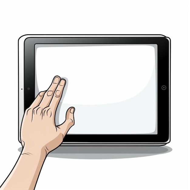 Touchscreen 2D-Cartoon-Vektorillustration auf weißem Hintergrund