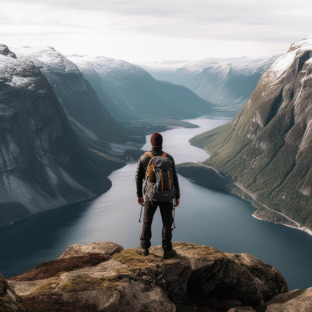 Tourist im Fjord