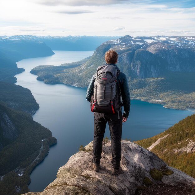 Tourist im Fjord