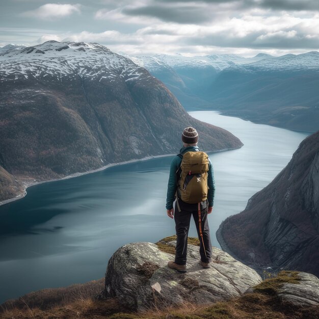 Tourist im Fjord