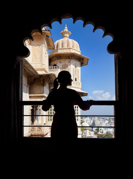Tourist im Stadtpalast von Rajasthan