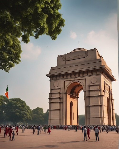 Touristen besuchen das India Gate