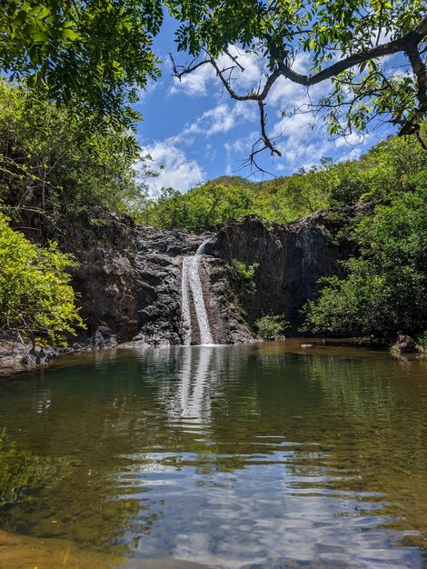 Foto touristische wasserfälle mit kristallklarem wasser in den bergen von panama