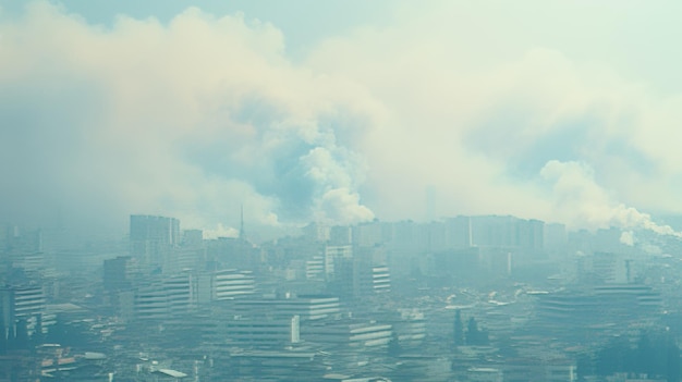 Foto toxischer smog im städtischen landschaft ab 25.00 uhr, staub und ungesunde luftverschmutzung in der städtlichen umgebung