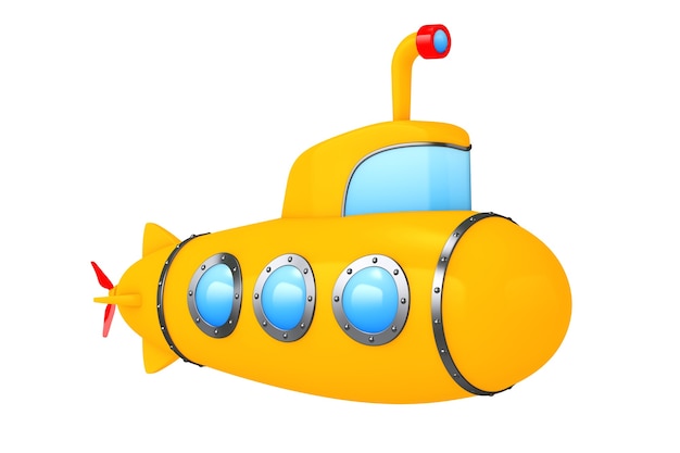Toy Cartoon Styled U-Boot auf weißem Hintergrund. 3D-Rendering