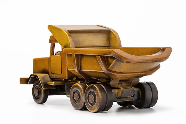 Toy Truckdump Truck aus Naturholz Rückansicht