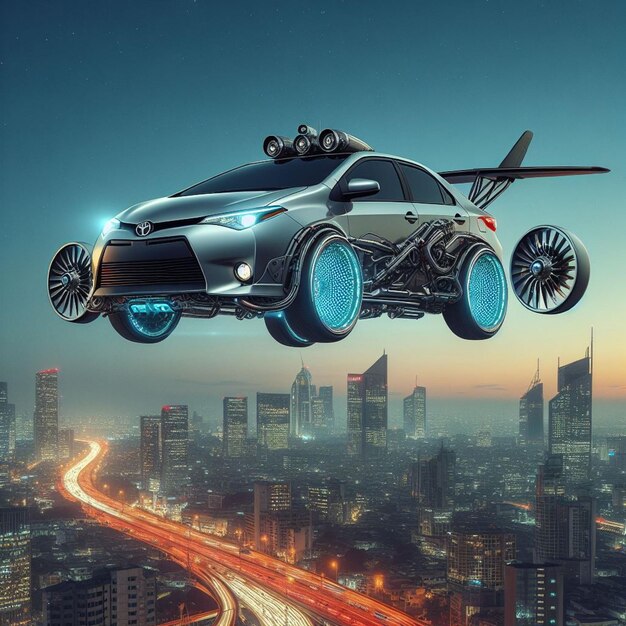 Foto el toyota corolla redefine el transporte con sus increíbles capacidades de vuelo.