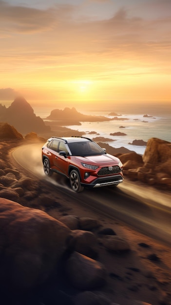 Toyota Rav4 Sunset View isometrische Onroad-Erfahrung