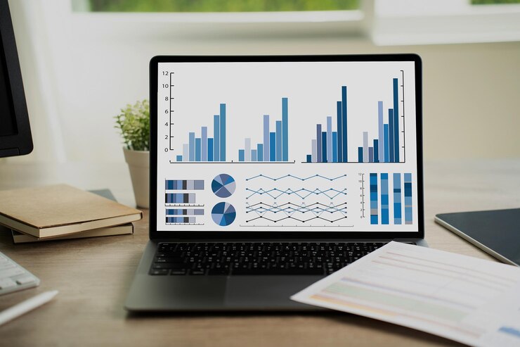 Foto trabaja duro data analytics statistics information business technology