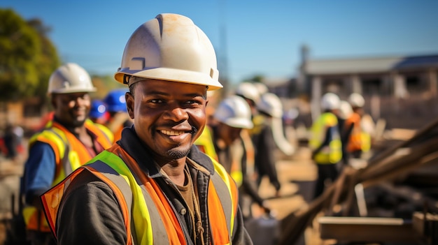 Un trabajador africano feliz