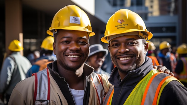 Un trabajador africano feliz