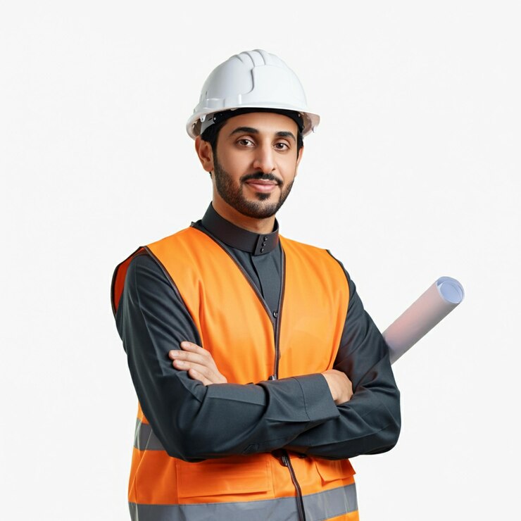 trabajador árabe aislado en un fondo transparente