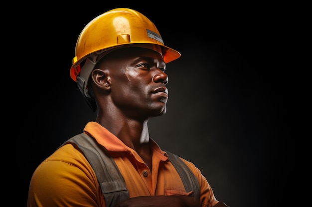 Trabajador de la construcción con casco en África