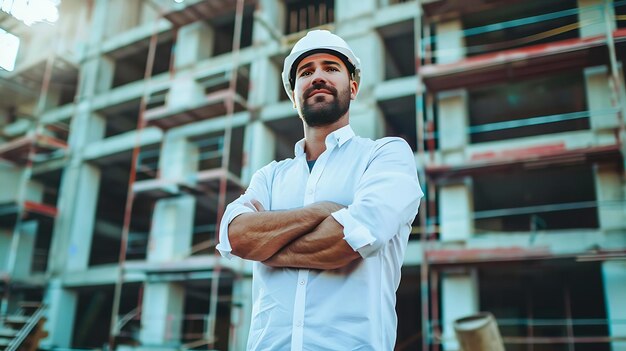 Un trabajador de la construcción con un casco