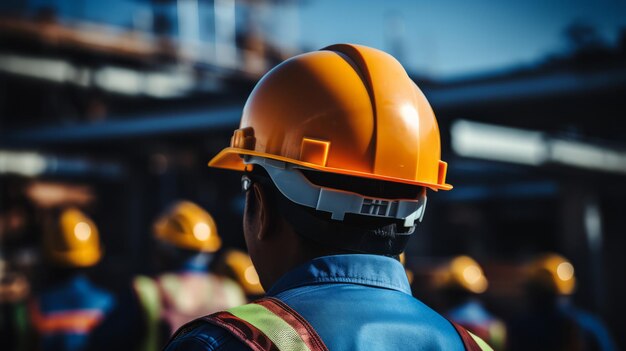Foto un trabajador de la construcción con un casco