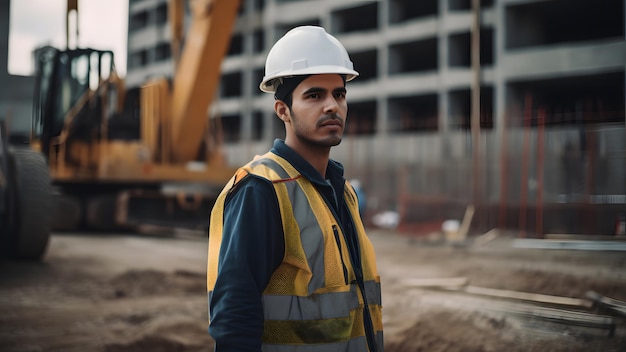 Un trabajador de la construcción o capataz en un sitio de construcción Red neuronal generada en mayo de 2023 No basada en ninguna escena o patrón de persona real