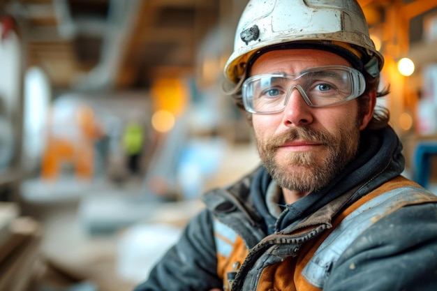 Trabajador de la construcción que trabaja en condiciones climáticas adversas