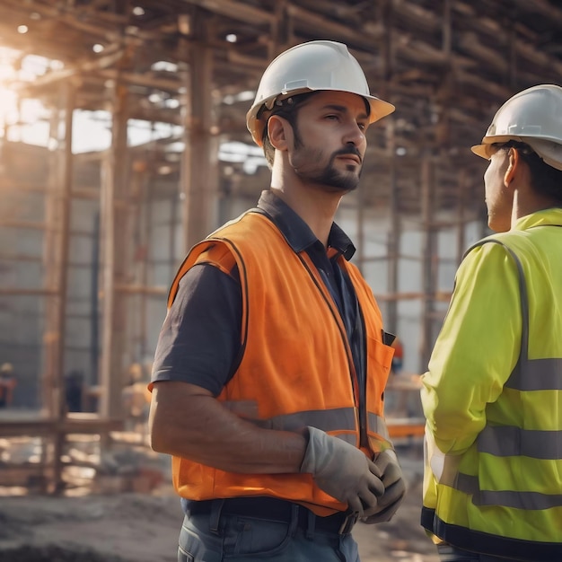 Trabajador de la construcción en el sitio de construcción