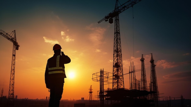 Un trabajador de la construcción en un sitio de construcción