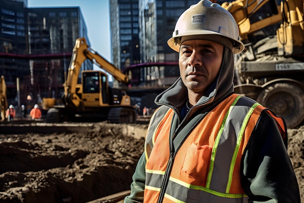 Foto trabajador de la construcción en un sitio de construcción