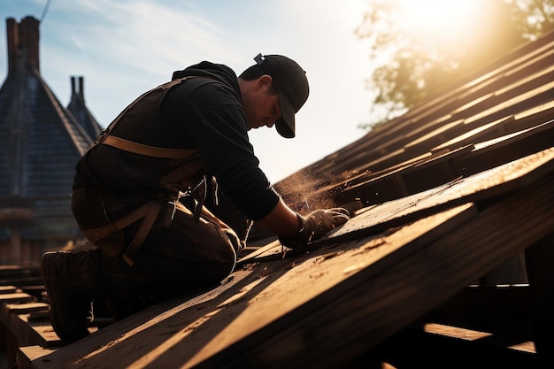 Trabajador de construcción de techos IA generativa