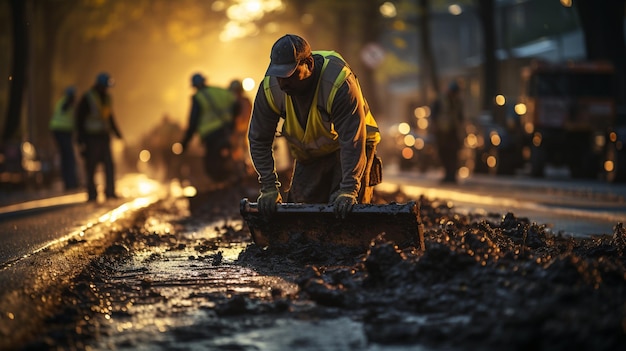 El trabajador está trabajando en la calle generativa ai.