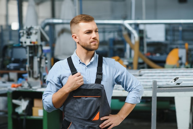 Trabajador de fábrica Hombre trabajando en la línea de producción