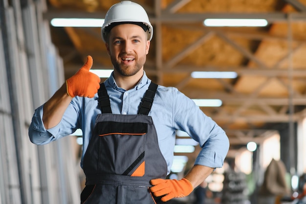 Trabajador de fábrica Hombre trabajando en la línea de producción