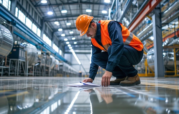 Trabajador de fábrica con sombrero