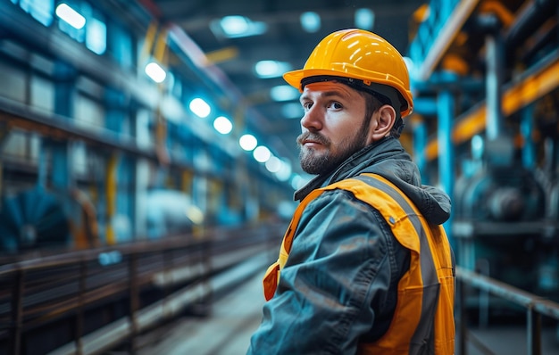 Trabajador de fábrica con sombrero