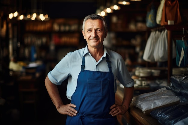 Trabajador de ferretería sonriente y feliz