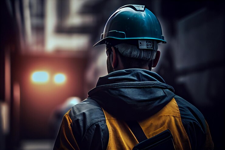 Trabajador industrial con equipo de seguridad en la fábrica Industrial e ingeniería backgroundgenerative ai