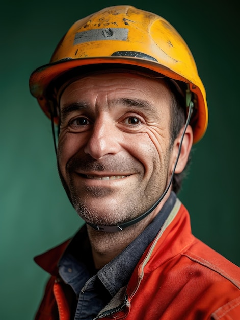 Foto trabajador de ingeniería hombre con cara sonriente en el fondo profesional