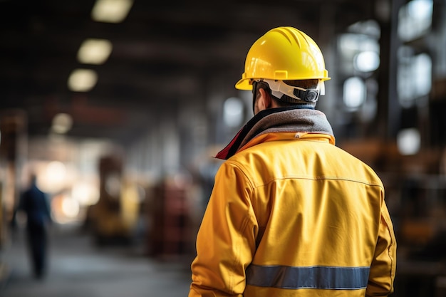 Trabajador irreconocible con un sombrero amarillo generado