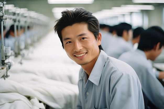 trabajador masculino en una fábrica textil