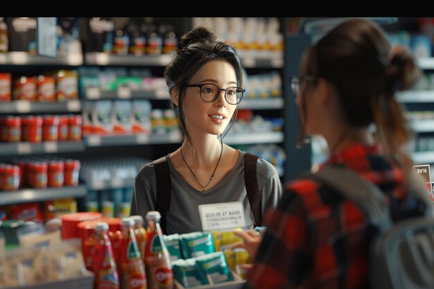 Trabajador minorista que asiste a un cliente en una tienda