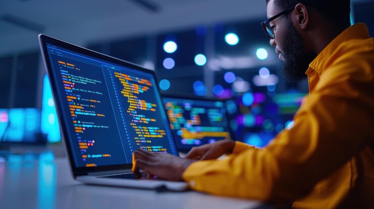 Foto trabajador de oficina eficiente que utiliza herramientas digitales para la gestión de tareas se centra en la tecnología