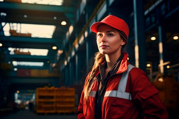 Trabajador profesional de la industria pesada que lleva un uniforme de seguridad al aire libre