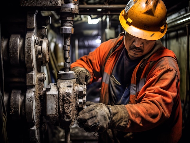 Foto trabajador que trabaja en una fábrica día laboral