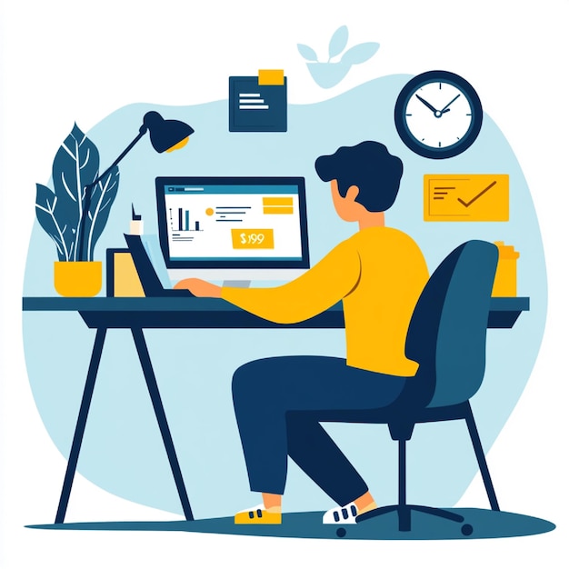 un trabajador remoto que gestiona tareas y plazos utilizando software y aplicaciones de productividad4