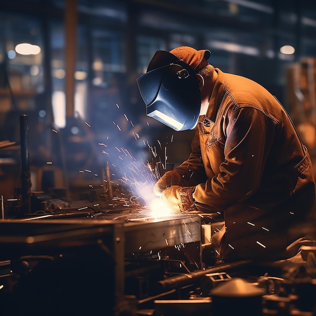 Trabajador de soldadura en una fábrica