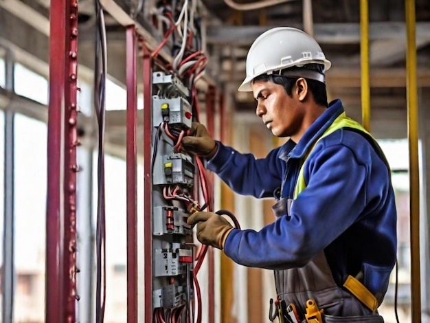 Foto un trabajador está trabajando en una fábrica