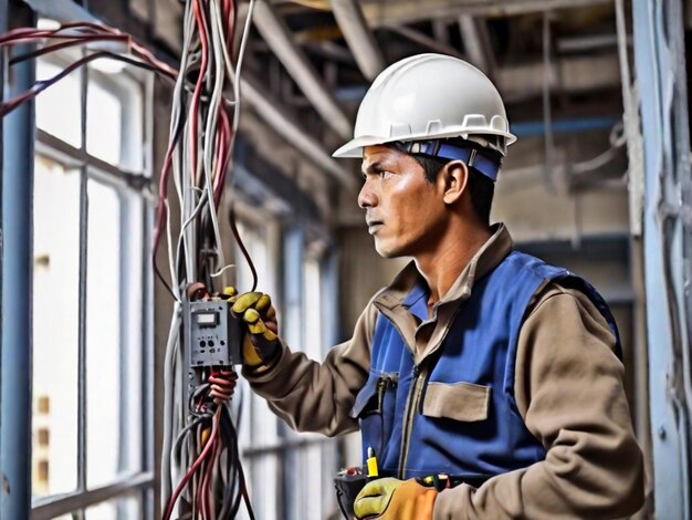 Foto un trabajador está trabajando en una fábrica