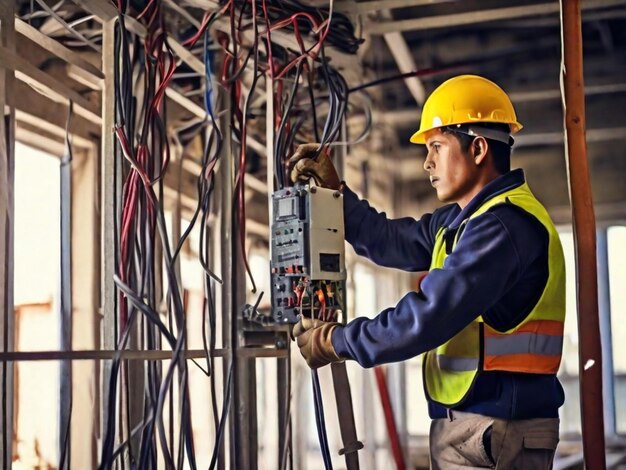 Foto un trabajador está trabajando en una fábrica